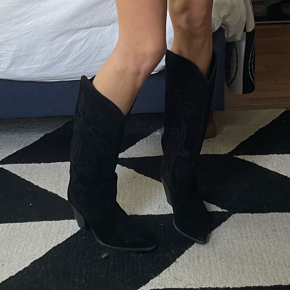 Western suede leather knee high boots - Picture 7 of 8